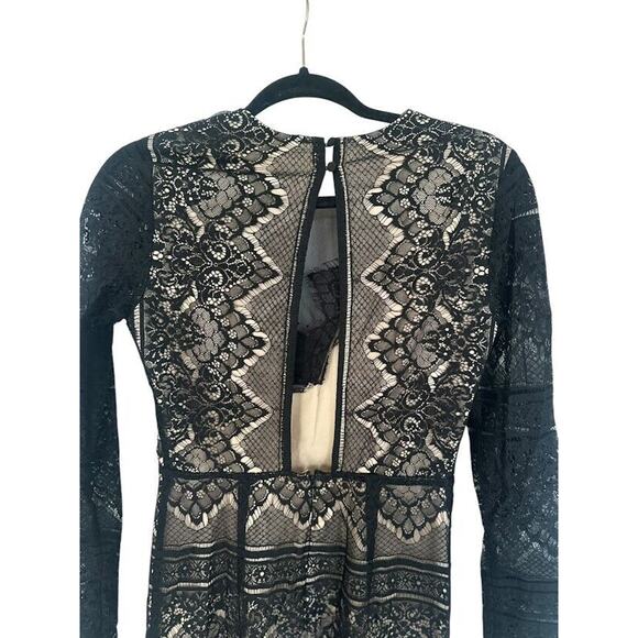 RYSE The Label Samson Nude Black Lace Dress Mesh Long Sleeve Bodycon Formal - Picture 6 of 11